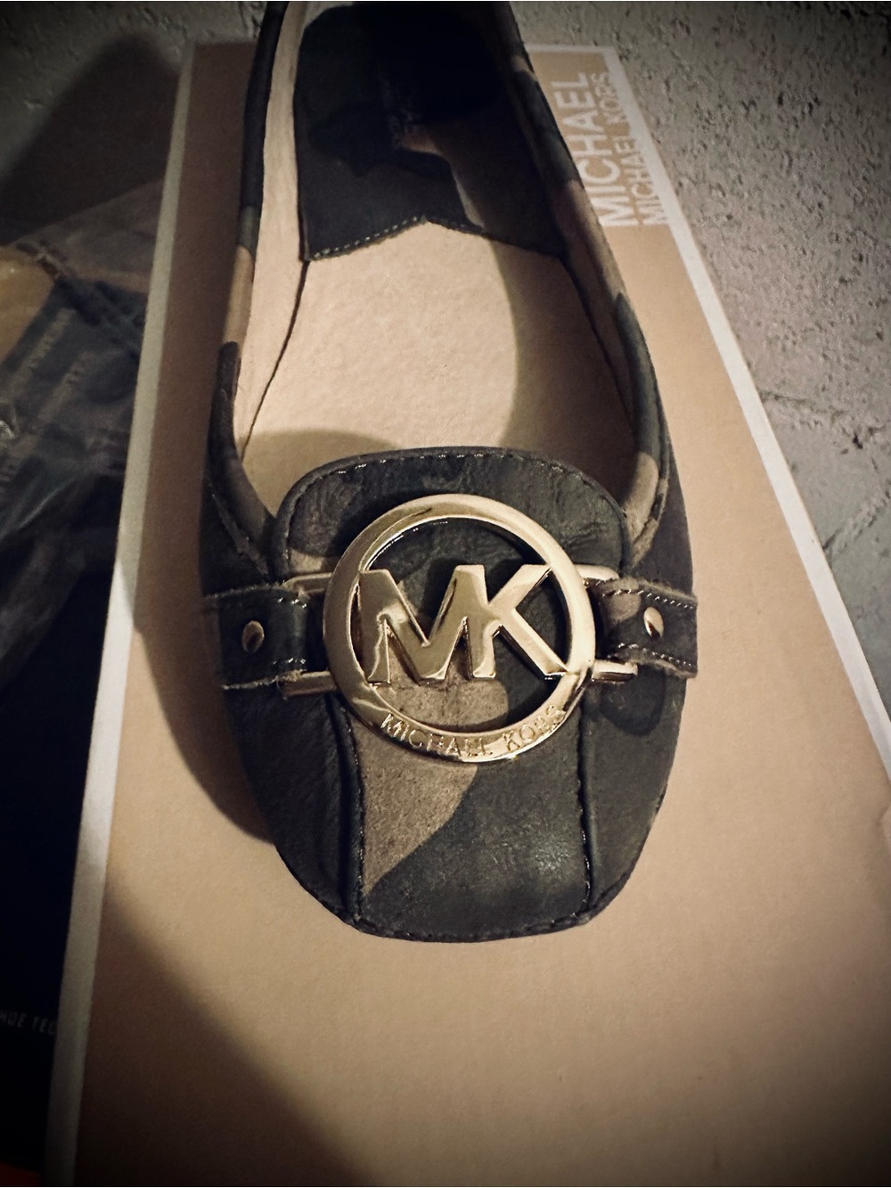 Michael Kors Black and Brown MK Logo Ballet Flat